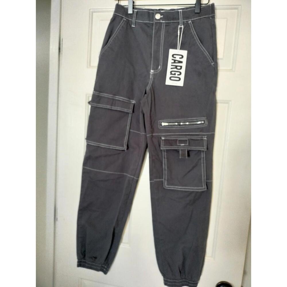 NWT Women's Refuge Gray cargo rocker‎ pants size XS Grunge, Skateboard, Hippie